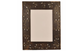 Photo frame- Hand painted and hand carved (Brass & Wood)